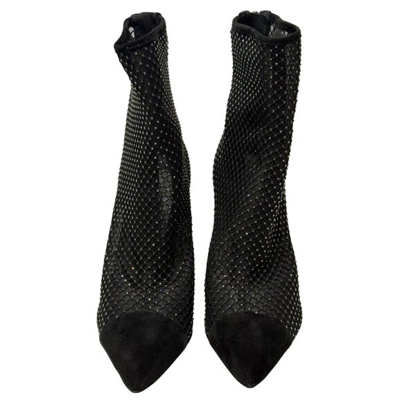 $550 Veronica Beard black Lisa Strass Mesh boots size 8.5 - Picture 2 of 5